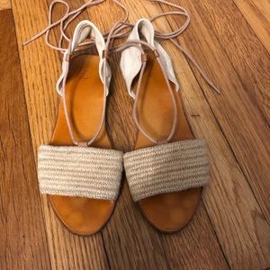 Linen espadrille flats - size 7